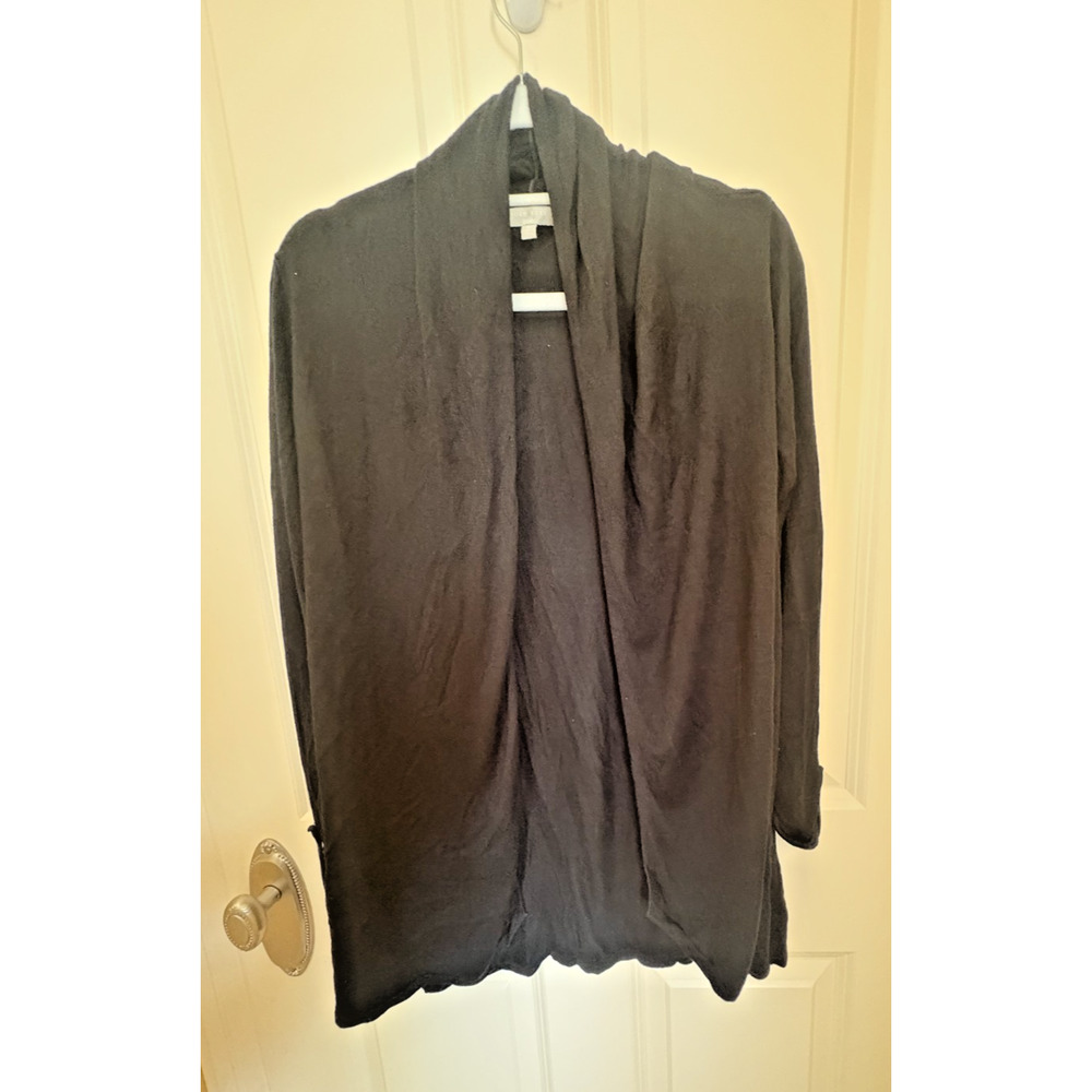 Joan Vass New York Open Front Cardigan Size Xlarge Black